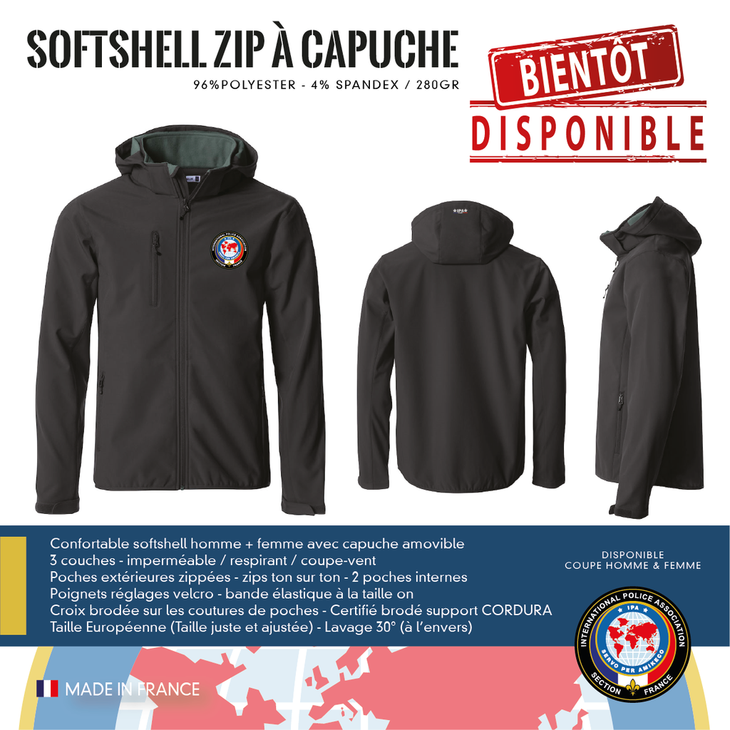 Softshell zip Capuche IPA FRANCE