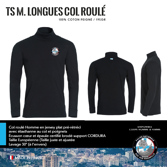 T-Shirt Manches Longues Col Roulé Amicale BAC Sud Marseille