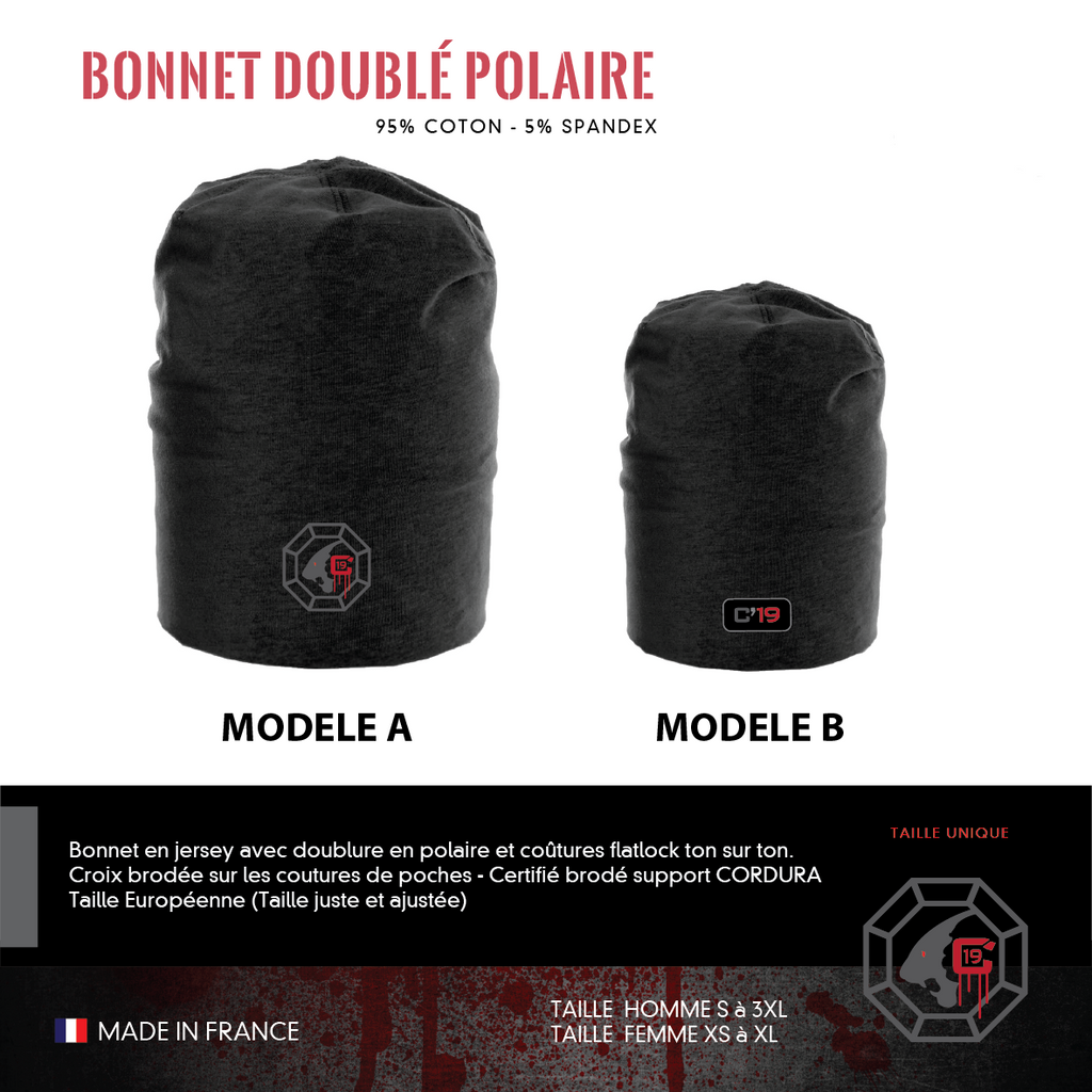 Bonnet polaire avec large rabat double 260 grs-m2 Alpes unisexe  Serie-Graffic - M-Vêtement