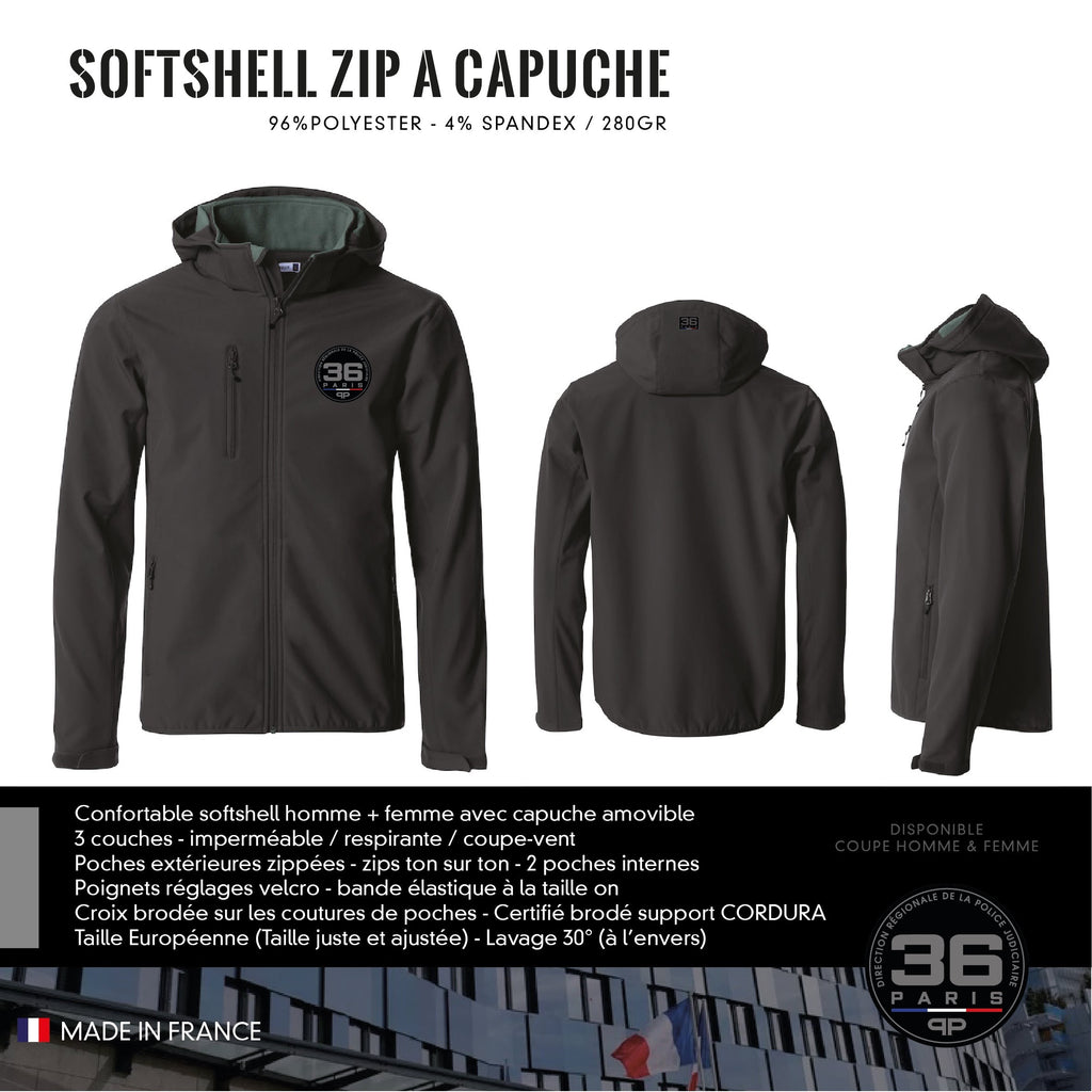 Softshell Zip à Capuche 36 PARIS (APJP-DRPJ)