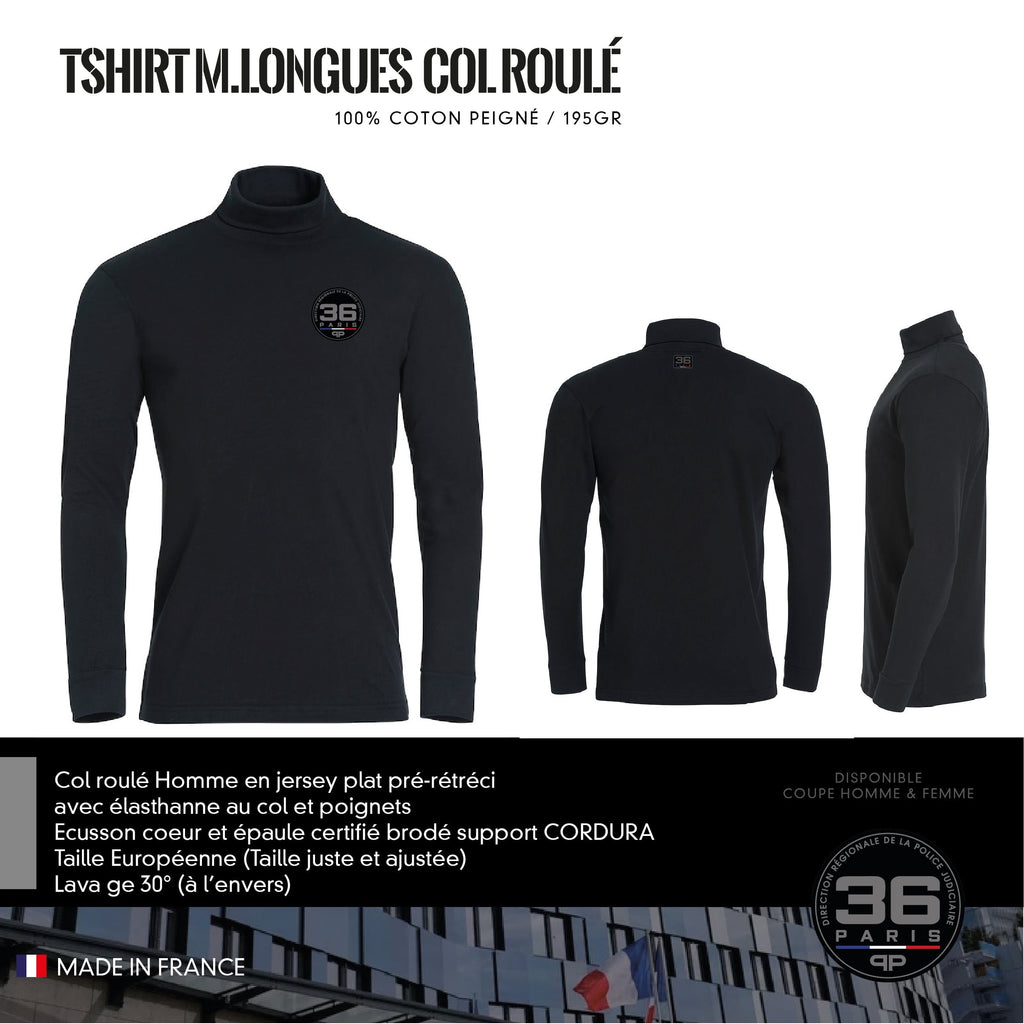 T-Shirt Manches Longues Col Roulé 36 PARIS (APJP-DRPJ)