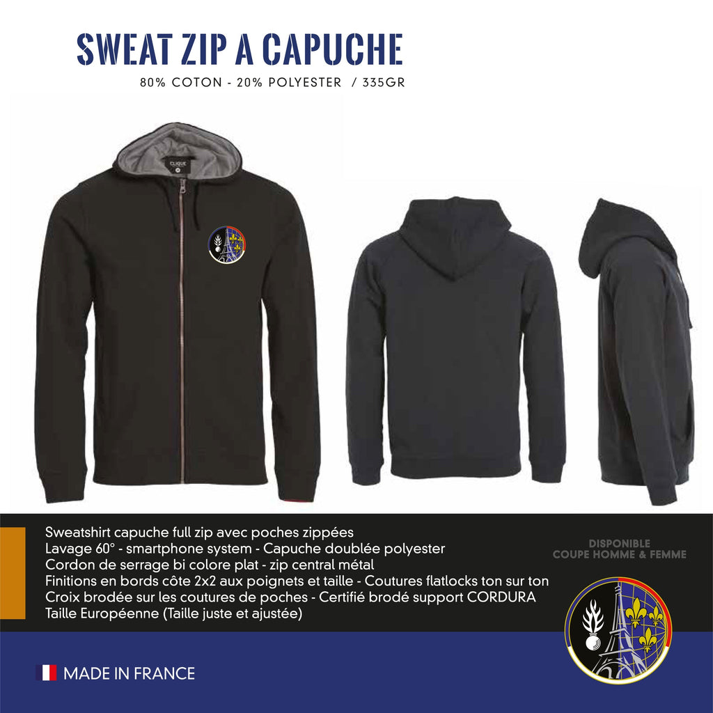 Sweat Zip à Capuche SR PARIS