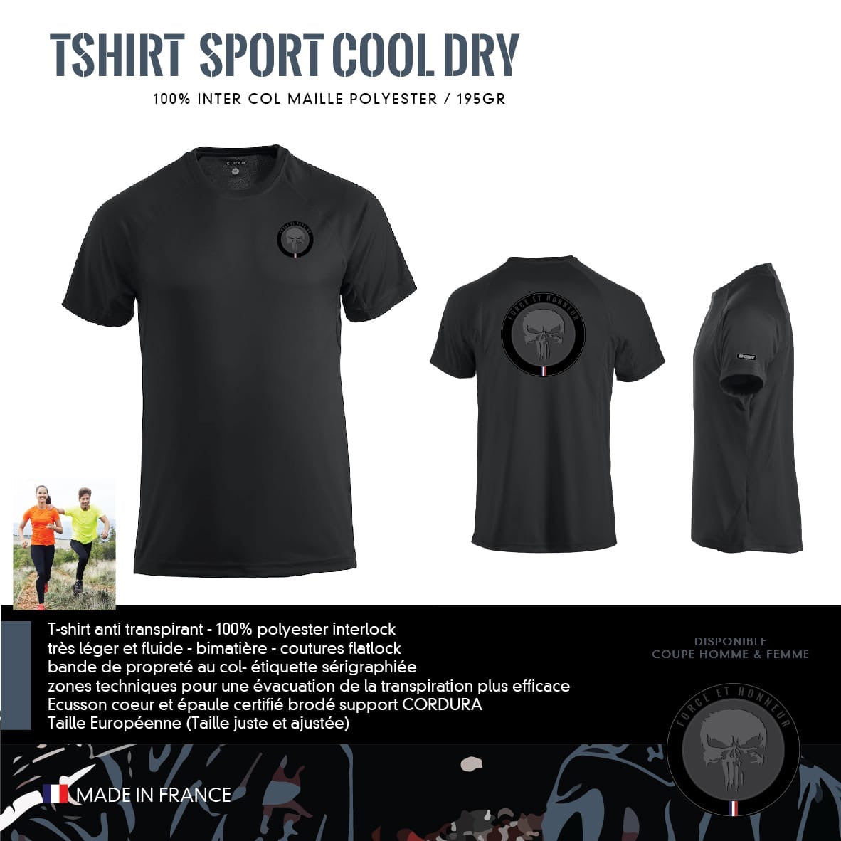 T-shirt sport personnalisé manches courtes 100% polyester | Génicado